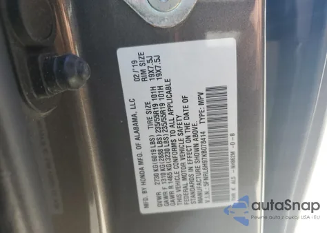 2019 Honda Odyssey Elite from USA, damaged, VIN 5FNRL6H97KB078414